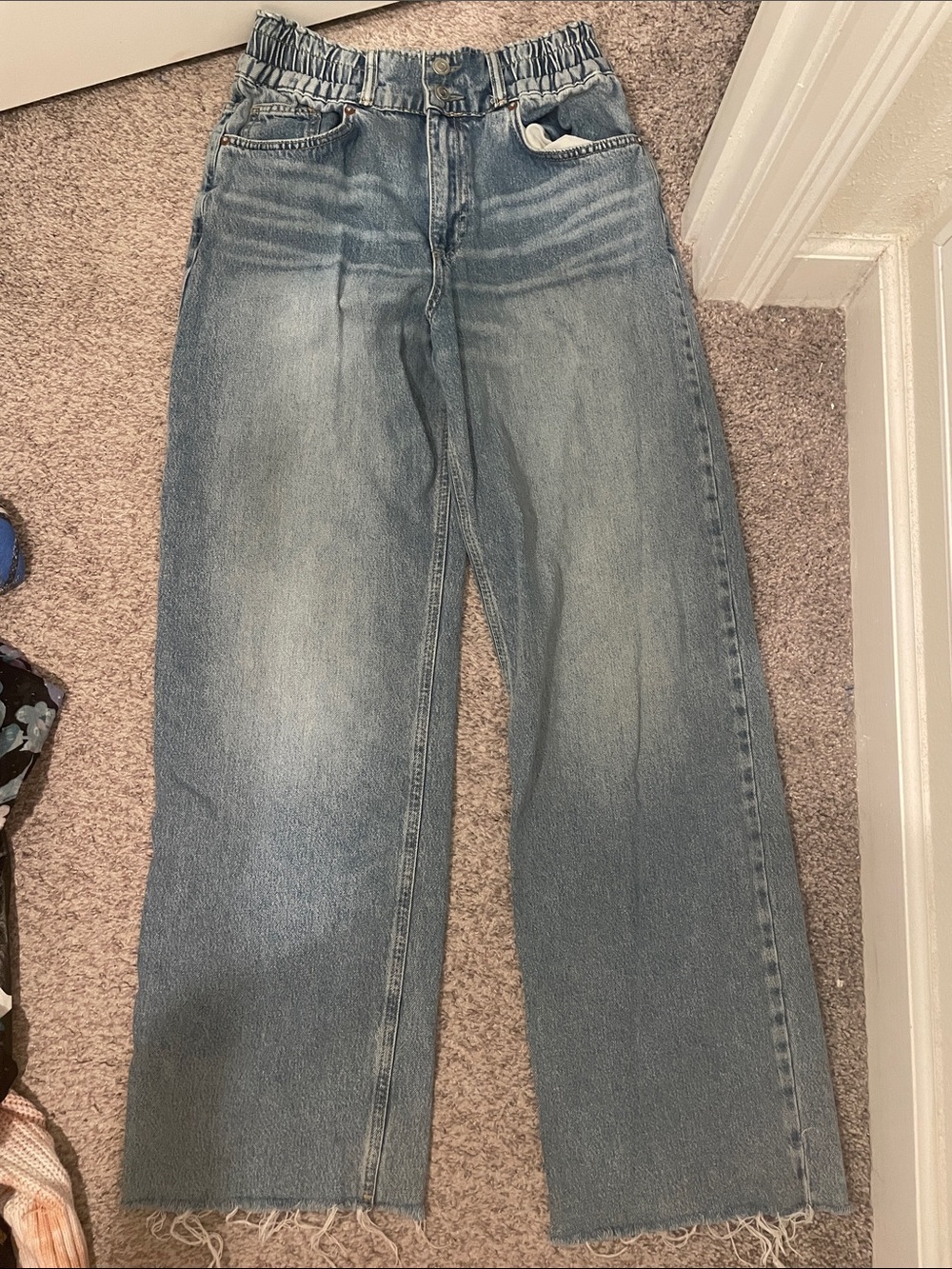 AllSaints Light Blue Wide-Leg High-Rise elastic waist Jeans size 4